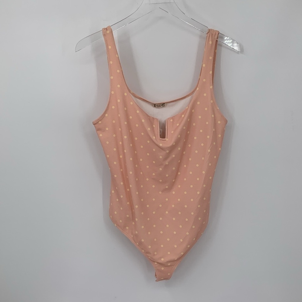 Intimately FP Free People Romance in Rome bodysuit peach polka dot notched new L
